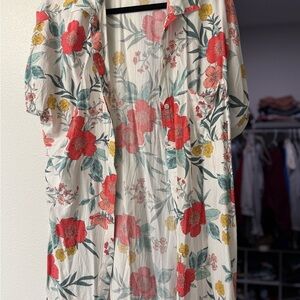 Z Supply Floral Resort Kimono - Cream with Coral, Yellow & Sage